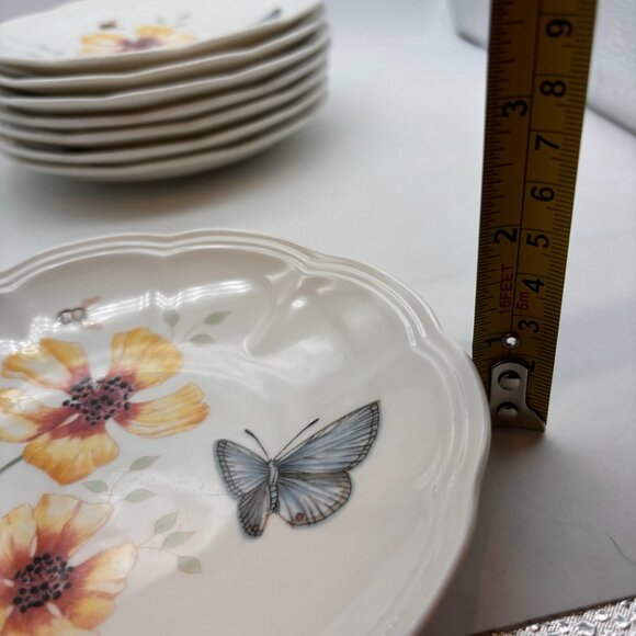 Vintage Lenox Butterfly Meadow Floral Butterfly Ceramic 6" Snack Plates Set of 8 - Picture 15 of 16